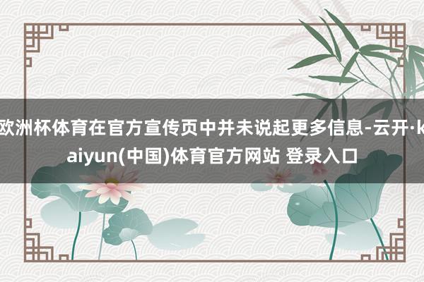 欧洲杯体育在官方宣传页中并未说起更多信息-云开·kaiyun(中国)体育官方网站 登录入口